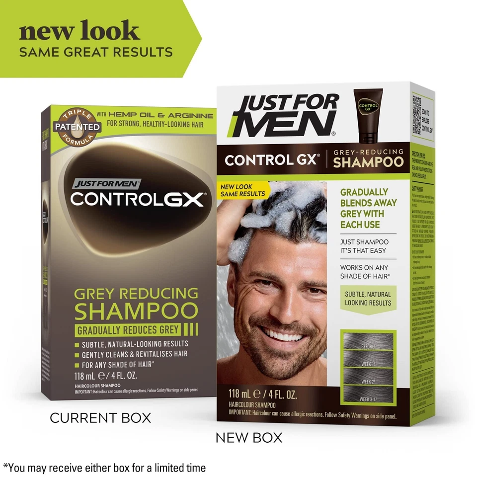Champú reductor gris Just For Men Control GX 4 fl. oz. Pack de 3. Color poco a poco Foto 2 de 4