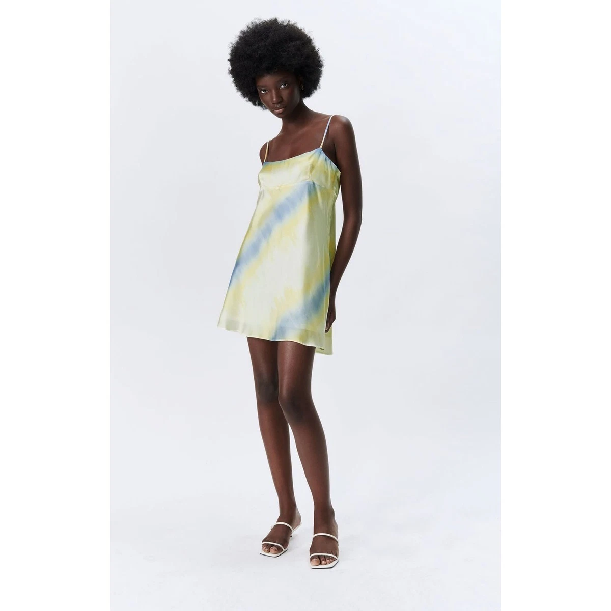 Zara blue cheap slip dress