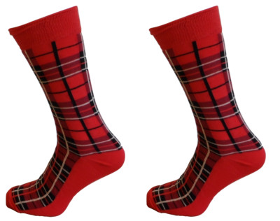 Herren 2 Paar Pack Rot Tartan Retro Socken