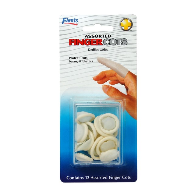 Flents Assorted Finger Cots (12 Count) Protect Cuts, Burns and Blisters