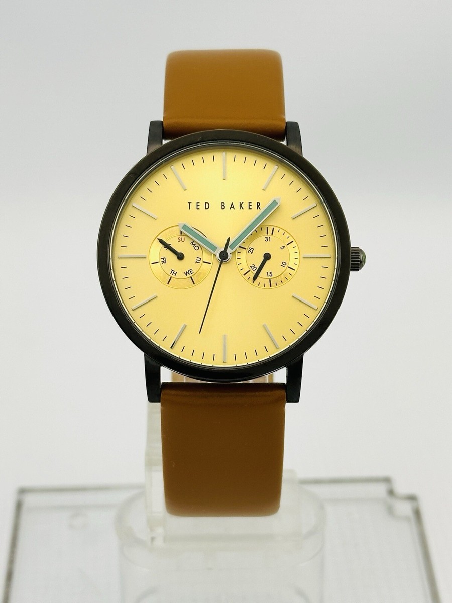 Ted Baker TE10009249 Round Black Multi-Function Gold Dial Leather