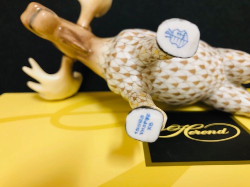 HEREND MOOSE natural-mosaic fishnet DEER FIGURINE,BRAND NEW BOXED,6"long - Picture 3 of 17