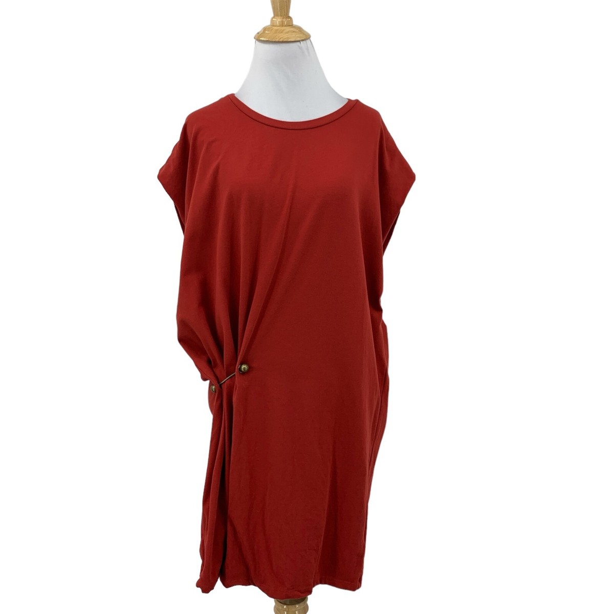Free People Dress Womens S Small Fire Brick Red Hardware Shift Gathered  Sides | eBay