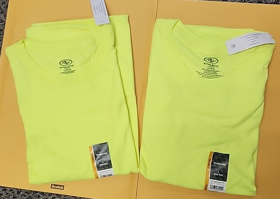 あああ Athletic Works Men's Acid Yellow Color Cotton Tee Large size, pack