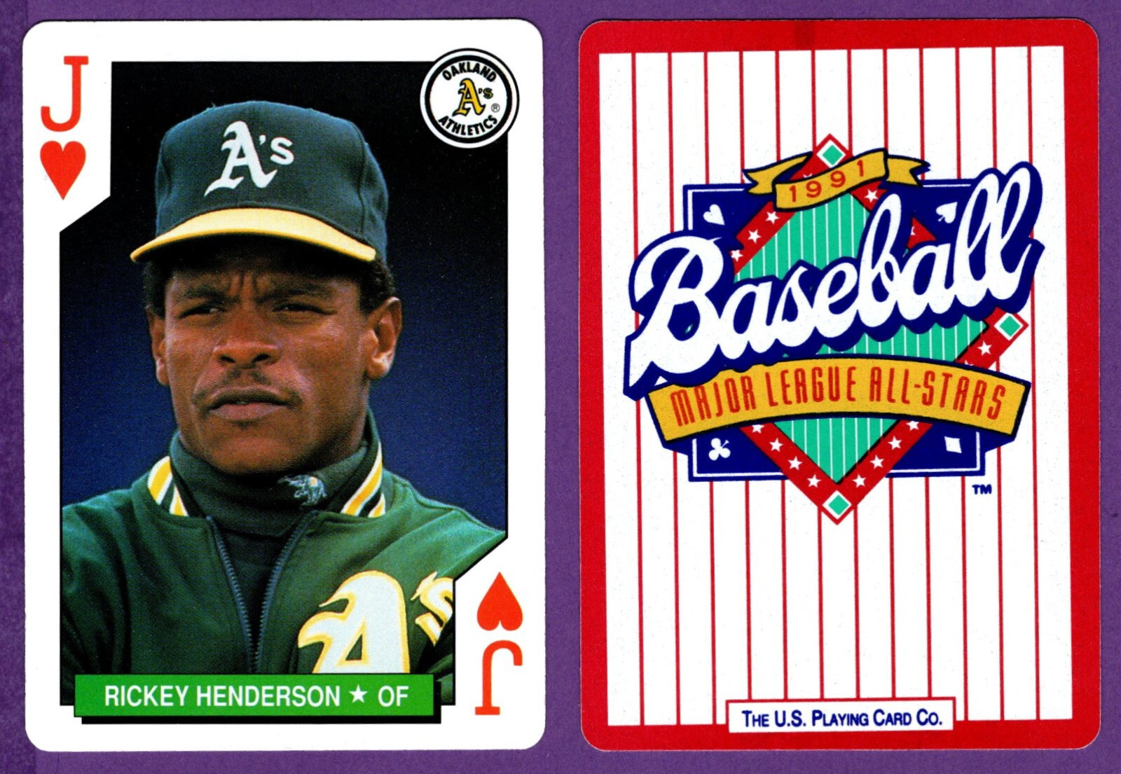 Rickey Henderson Oakland A's 1991 US Playing Cards MLB All-Stars Jack of Hearts