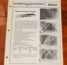 Interface Electronics Inc Model X0312 Electronic Crossover Spec Sell Sheet Vtg