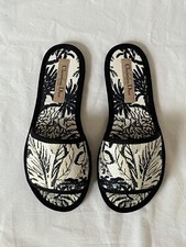 NUOVO Christian Dior Chez Moi Slide blu Toile De Juoy Palms taglia UK 2,5-3 PREZZO AL PUBBLICO £ 660