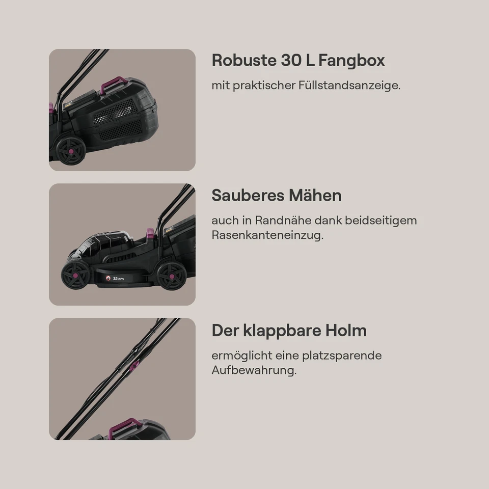 Akku Rasenmäher 20V + 2x 4Ah Akku & Ladegerät 32cm Schnittbreite RSM320BL Gomag - Bild 3 von 4