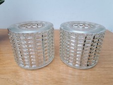 2 Vintage Retro 70s Cut Textured Clear Glass Replacement Light Lamp Shade