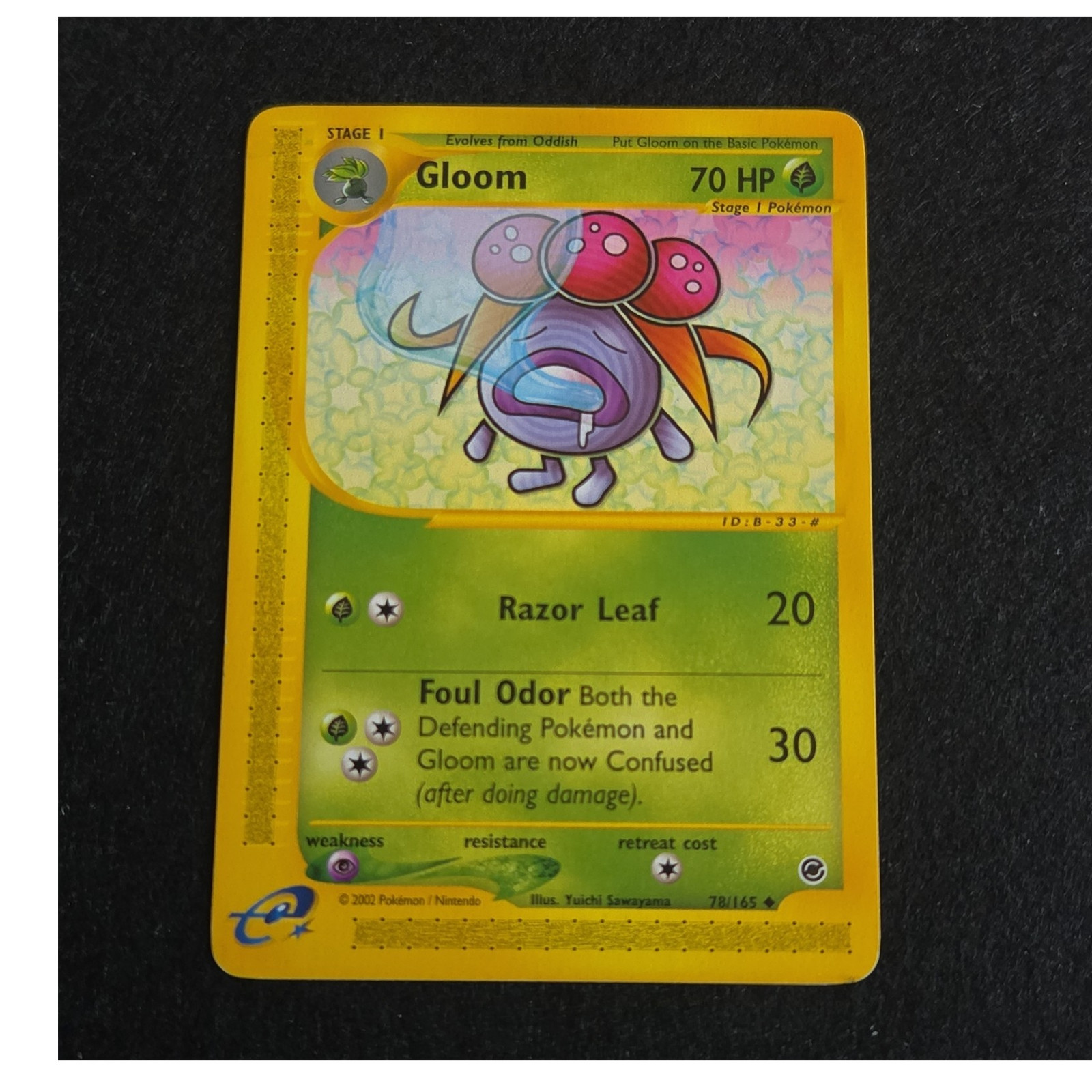 Gloom 078/165 Expedition Base Set Regular 70HP Stage 1 Razor Leaf Foul Odor