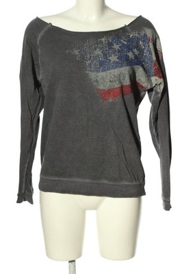 FISHBONE Sweatshirt Damen Sweat Gr. DE 36 hellgrau-blau-rot Casual-Look