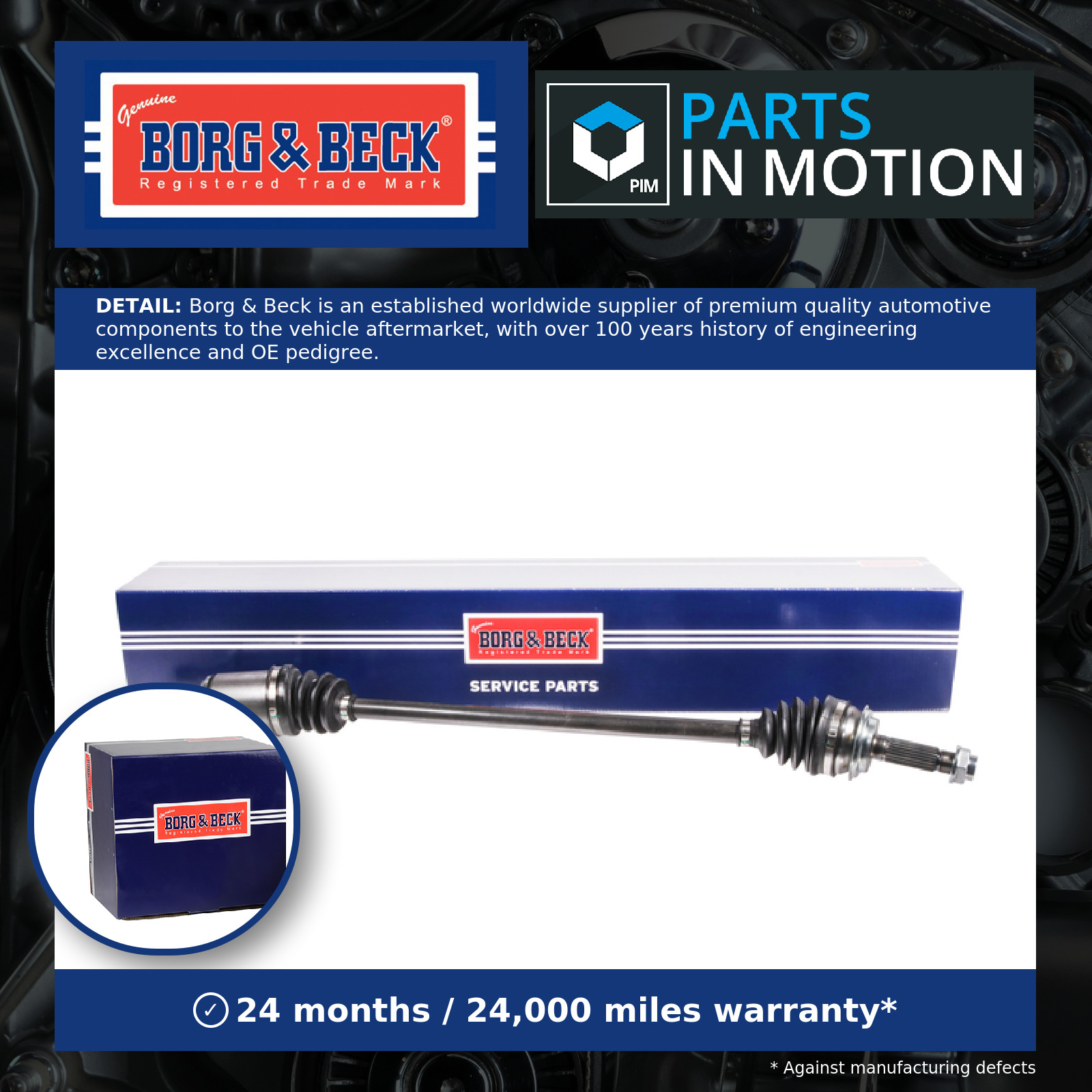 Drive Shaft Rear Right BDS1683 Borg & Beck Driveshaft 42310T1GE01 Quality New