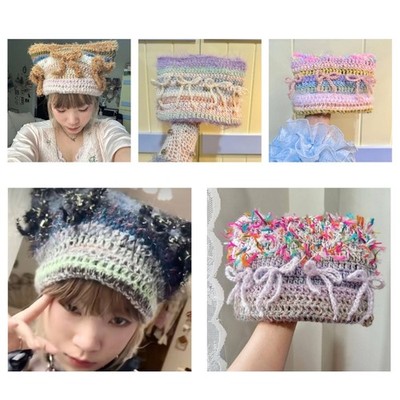 Handwoven Cat Ear Hat Winter Autumn Casual Beanie Hat Y2K Shopping Skull Cap