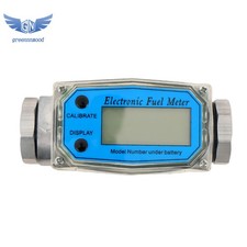 1" Digital Turbine Flow Meter, Flow Rate of 2.6-26 GPM, LCD Digital Display