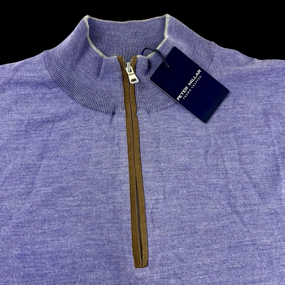 Suéter Peter Millar Crown Excursionista Artesanal Flex Quarto Zíper Violeta Extra Grande $365 - Imagem 4 de 4