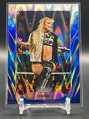 2026 Topps Chrome WWE Liv Morgan Blue RayWave Refractor #/150 Wrestling #17