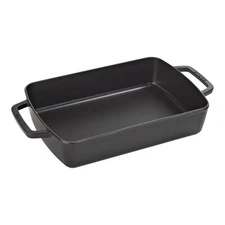 SALE Staub Cast Iron 12-x 8-inch, Rectangular,Roasting Pan,Black Matte Authentic