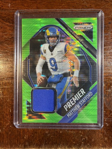 2025 Panini Prizm Premier Jerseys Matthew Stafford Neon Green Pulsar Prizm (MEM)