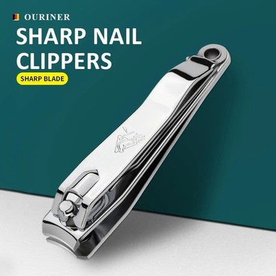 Stainless Steel Nail Clippers Sharp Curved Edge w/ File & Cleaner for Men Women