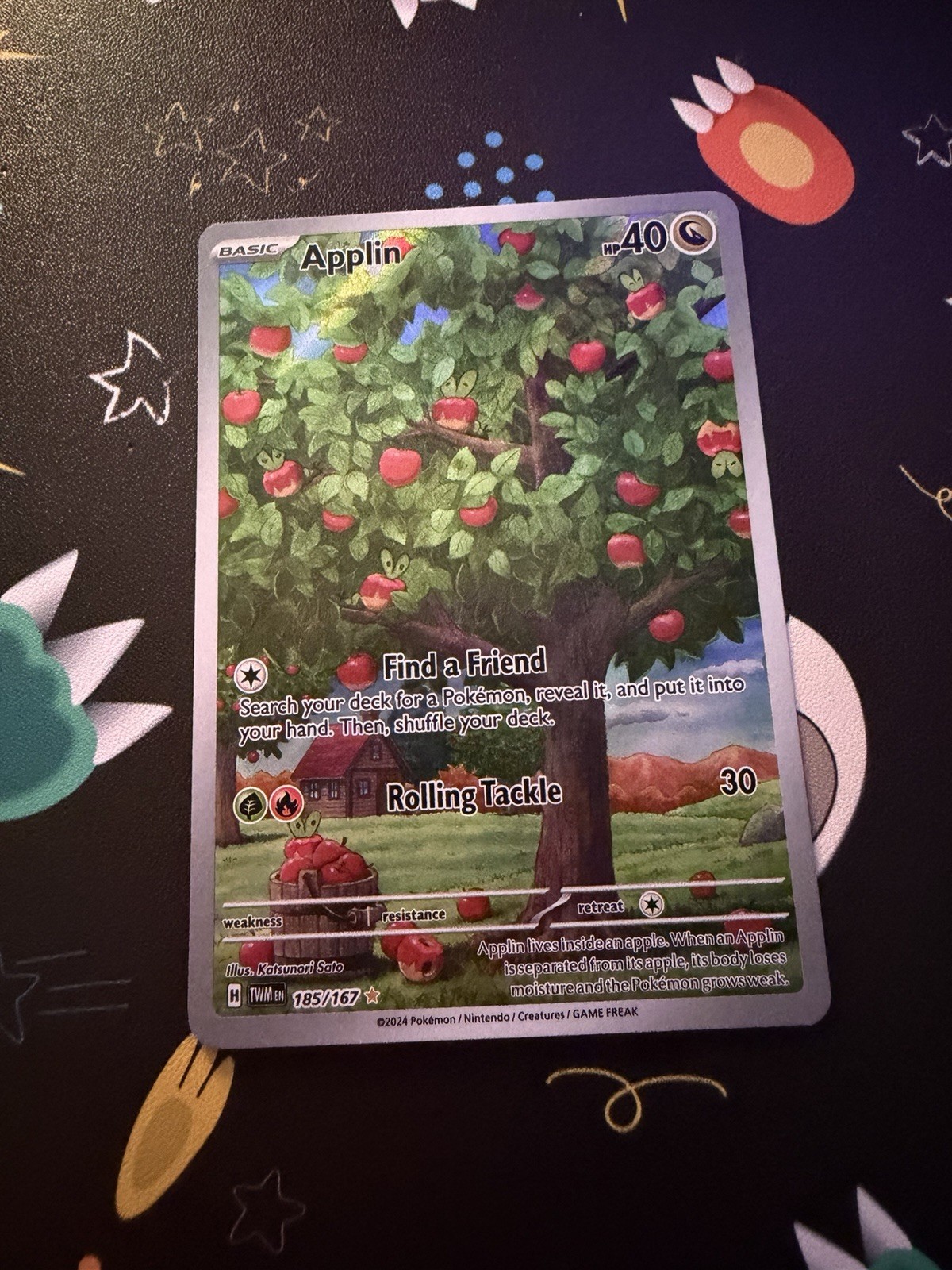 Pokémon Applin Illustration Rare Full Art Holo 185/167 Sv06 Twilight Masquerade
