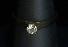 10K 2.29 Gram Size 6.25 Solid Yellow Gold Clear Crystal CZ Solitaire Ring TV