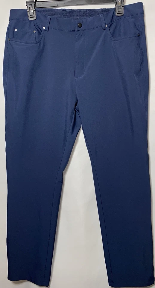 Pantalones de golf Greg Norman Ml75 Microlux Performance elásticos 5 bolsillos azul marino S-38 Foto 2 de 4