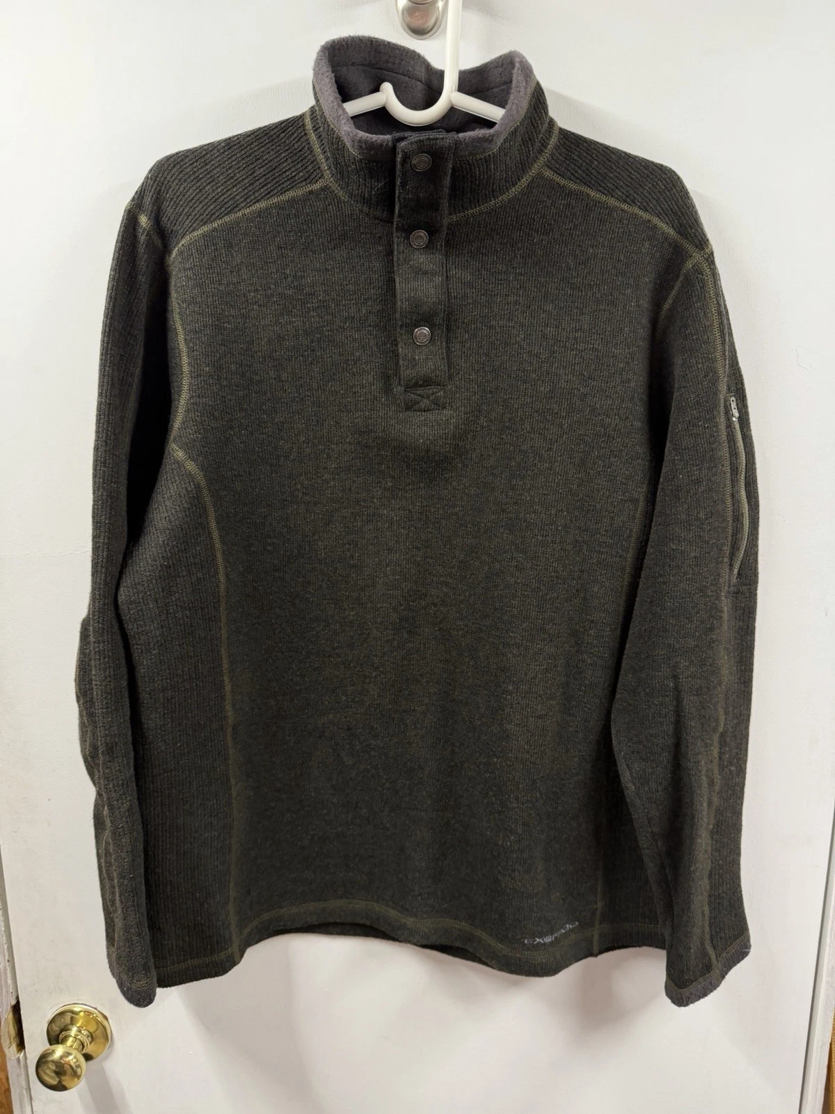 Exofficio wool blend thermal Snap Henley sweater shirt Large Outdoor