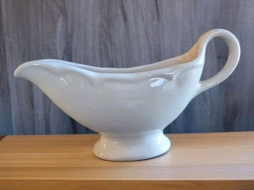 Homer Laughlin White Hotel Ware Restaurant Ware Sauce Gravy Boat Antique 6"x 4" - Picture 11 of 12