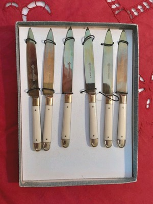 Vintage,Obstmesser-6er Set,Stahl-Bronze, frühes 20.Jh,Solingen,O-Verpack, Hist.