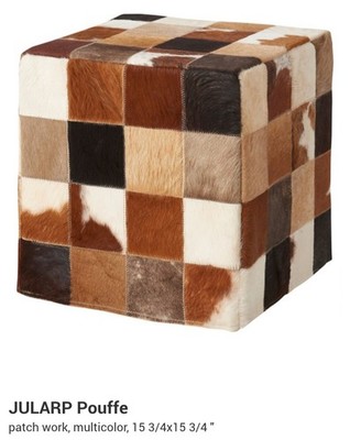 IKEA JULARP Pouffe/ Ottoman - patchwork leather/ cow - hard to find - Rare
