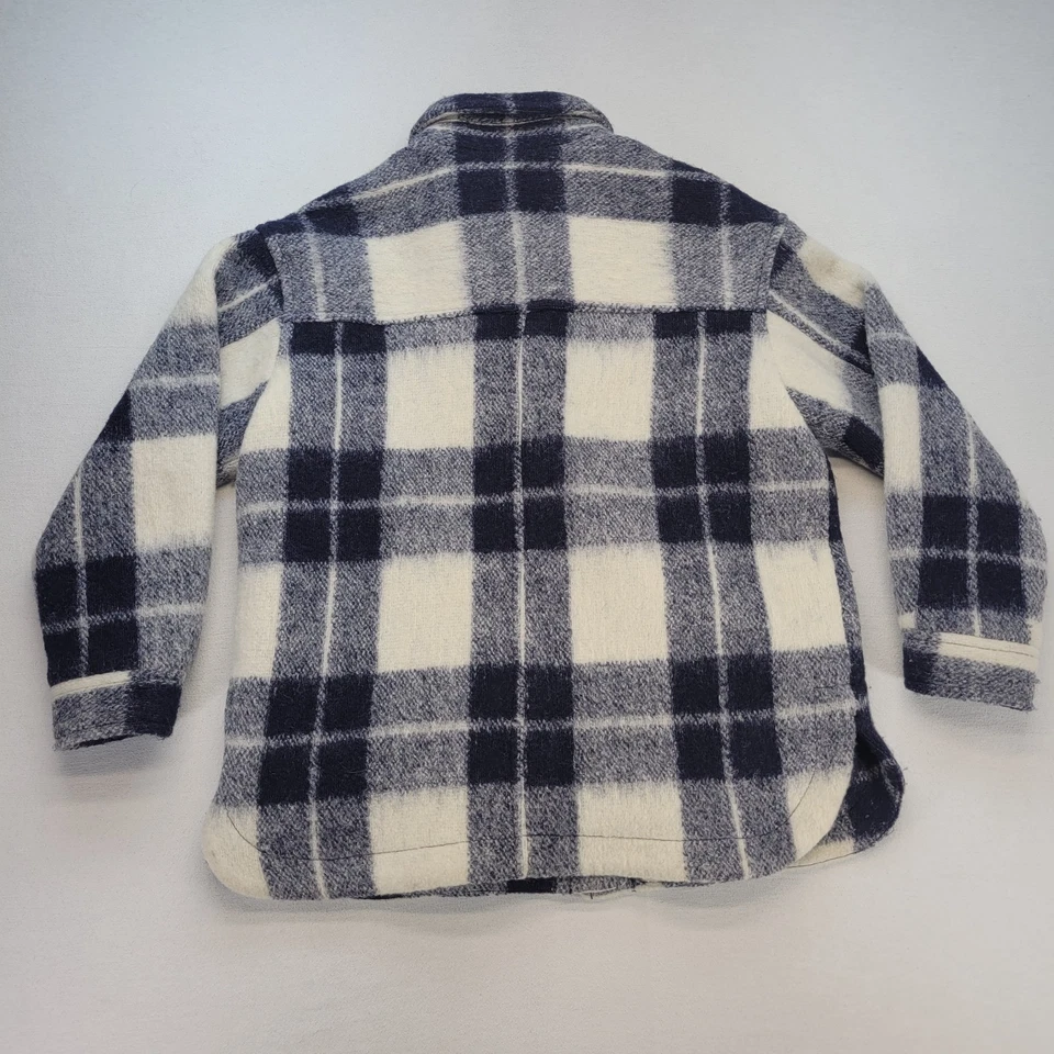 Camisa chaqueta Madewell Walton para mujer mediana azul a cuadros mezcla de lana de gran tamaño Foto 2 de 4