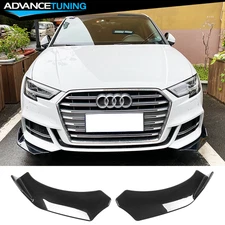 Universal Front Bumper Lip Spoiler Chin Splitter Protector Gloss Black 2PCS