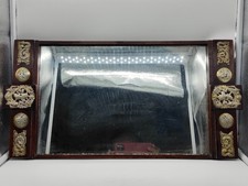 PLATEAU MIROIR DE SERVICE A THE ARGENT MASSIF & BOIS CHINE VIETNAM INDOCHINE