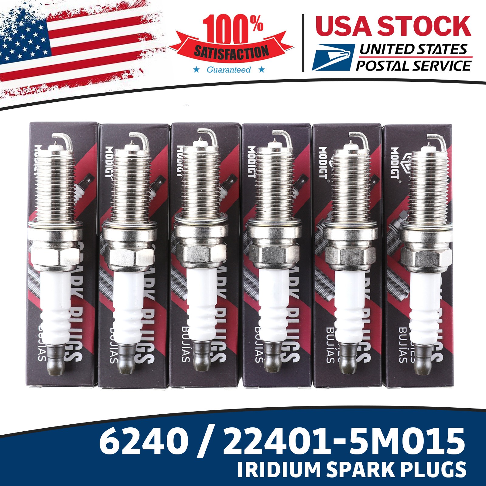 6PCS 6240 IRIDIUM SPARK PLUGS 22401-5M015 For NISSAN VQ35 VQ40 3.5L 4.0 PLFR5A11