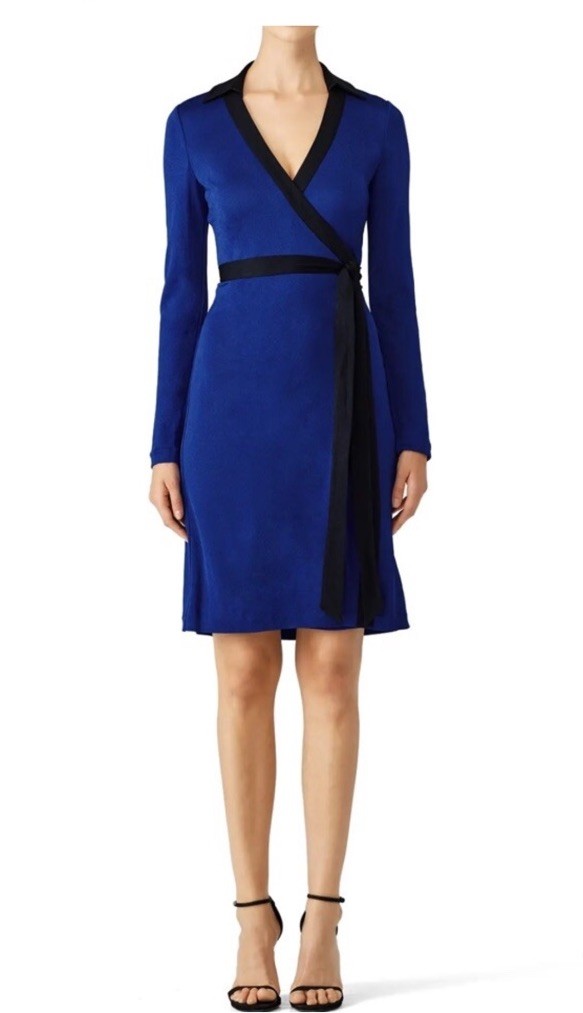 DVF Diane von Furstenberg Cobalt Royal Blue Classic Wrap MIDI Dress Jeannae Sz 6