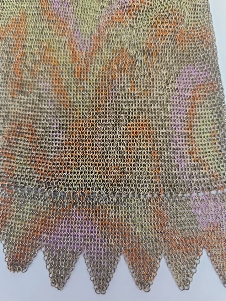 Cartera antigua de malla pintada de malla Art Deco con cordón rara Foto 3 de 4