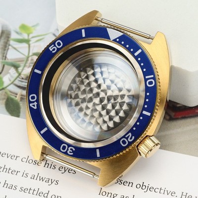 Sapphire 41mm Golden Watch Case Smurf Bezel Modify turtle For SII NH35 Movement