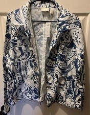 Chico  s NWT Size 3 Summer Print Linen Blue Jacket