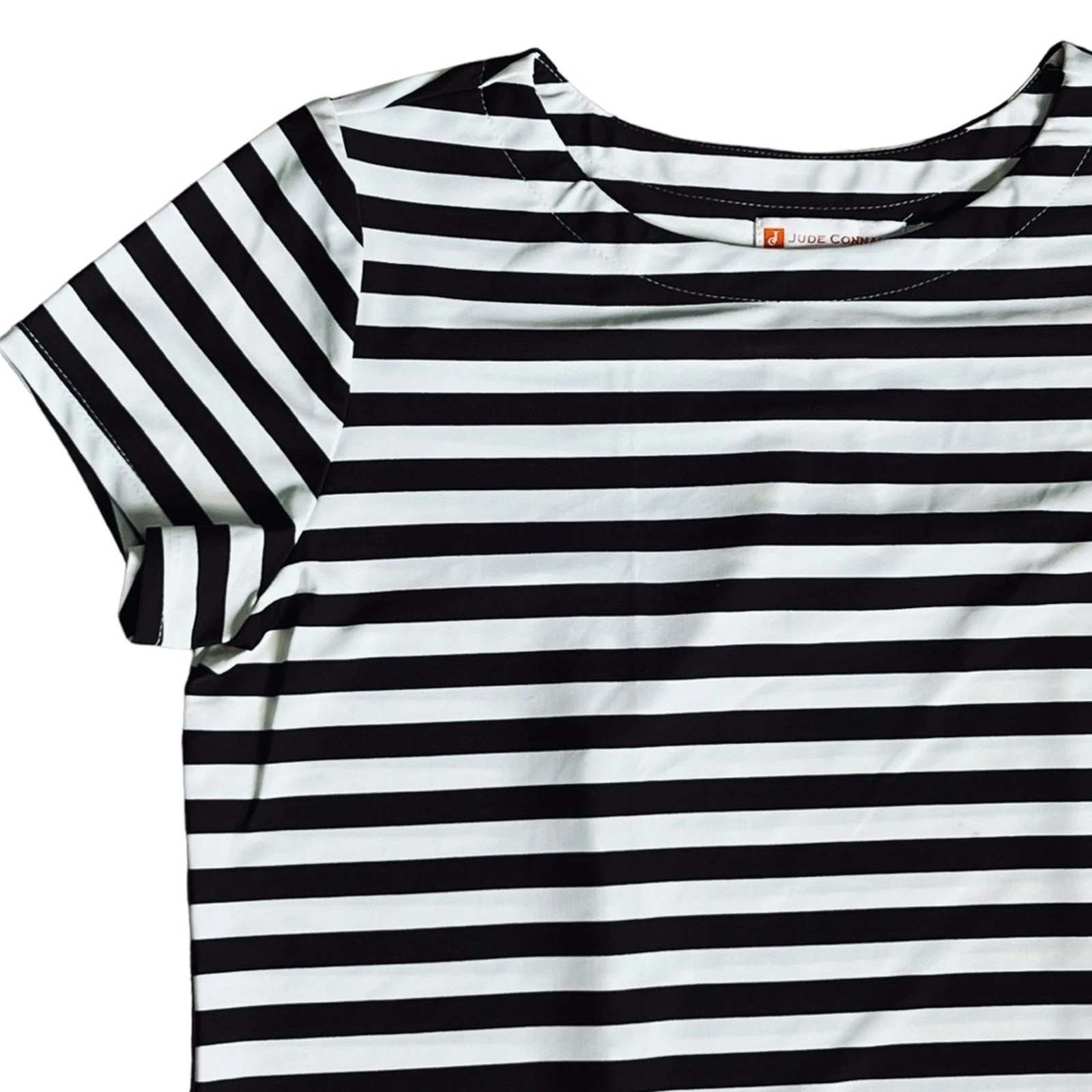 VETEMENTS Abito donna Jude Connally taglia M marrone panna righe girocollo Ella manica corta
