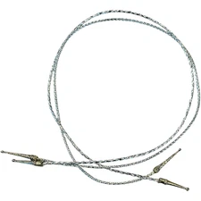 Shiny Silver Corded Bolo Tie Strings with Decorative Tips 38" - LOT of 2