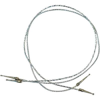 Shiny Silver Corded Bolo Tie Strings with Decorative Tips 38'' - LOT of 2