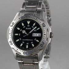 SEIKO ALBA Quartz Vintage V743-8B60 Men's Watch 42mm NewBattery