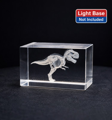 3D T-Rex Dinosaurier innen graviert Glas Kristall Block 60x40x40mm Geschenk