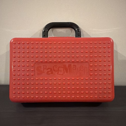 Vintage SpaceMaker Large Pencil Box 90s Handle Plastic Storage Red Black