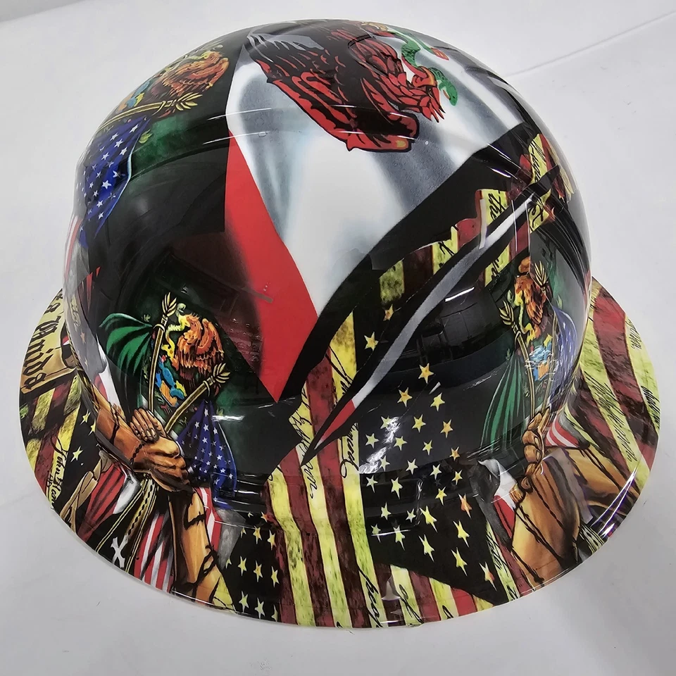Sombrero duro ala completa personalizado hidro sumergido EN RAÍCES MEXICANAS RAZA UNIDA ORGULLO EE. UU. Foto 3 de 4