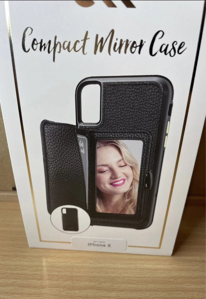 Funda de teléfono iPhone X compacta espejo negra con billetera NUEVA CaseMate Foto 2 de 4