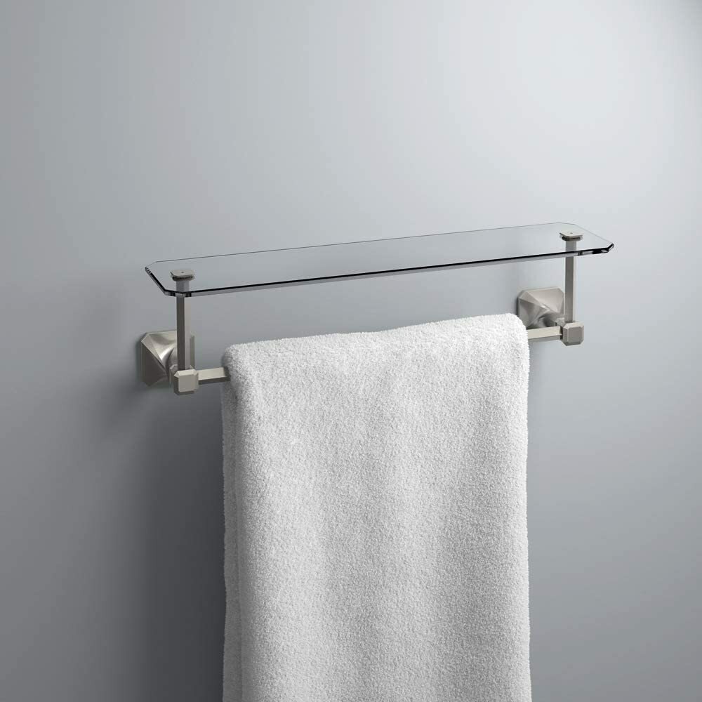 Nickel Towel Bar with Glass Shelf Napier NAP10