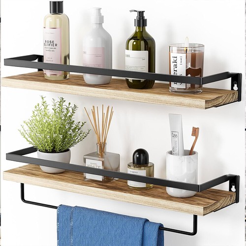 2-4 Piece Home Corner Floating Shelves Wall Mounted Storage Wooden Display Shelf - Picture 11 of 16