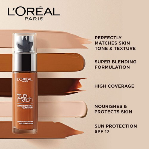 L'Oreal Paris TRUE MATCH Super Blendable Liquid Make-Up Foundation 30 ml - Picture 2 of 12