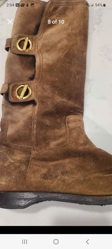 Jimmy Choo Brown Suede Toggle Boots Missing A Plate On Back Fur Lined Size 39 - Picture 6 of 9